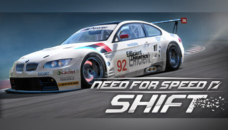 Official cover art for the racing game Need for Speed: Shift, a high-speed driving and sports vehicle simulation by Electronic Arts.