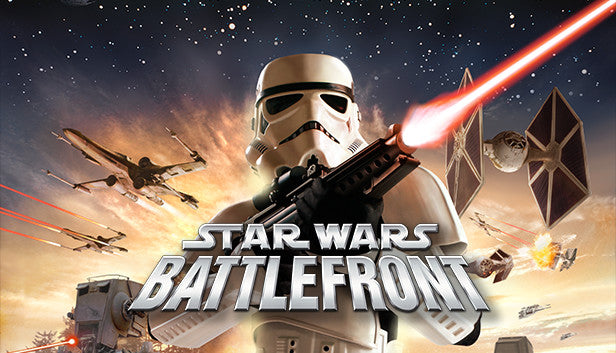 Official cover art for STAR WARS Battlefront (Classic, 2004) featuring soldiers and vehicles in a galactic battle scene.