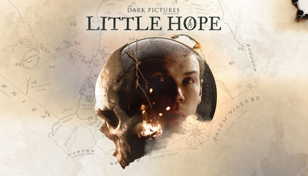 Official cover art for The Dark Pictures Anthology: Little Hope featuring characters facing a supernatural fog.