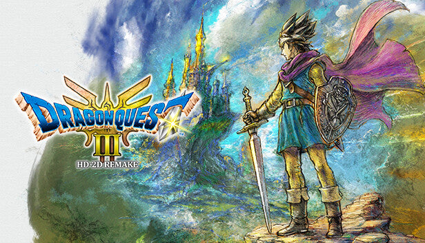 Official cover art for Dragon Quest III HD-2D Remake featuring stylized fantasy characters in a classic JRPG art style.