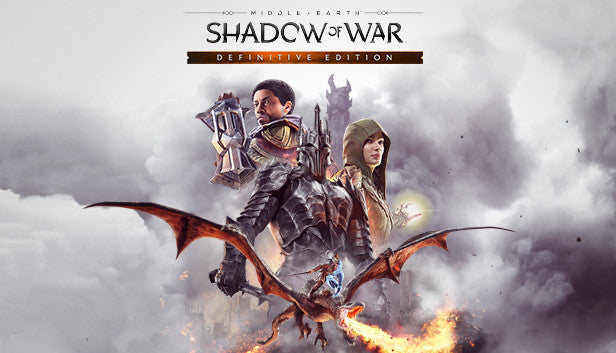 Cover art for the action RPG Middle-earth: Shadow of War Definitive Edition featuring Talion and Celebrimbor.