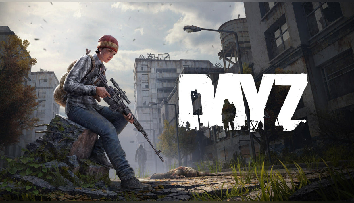 Official cover art for DayZ on Xbox One featuring a survivor in a post-apocalyptic setting with a dark, atmospheric tone.