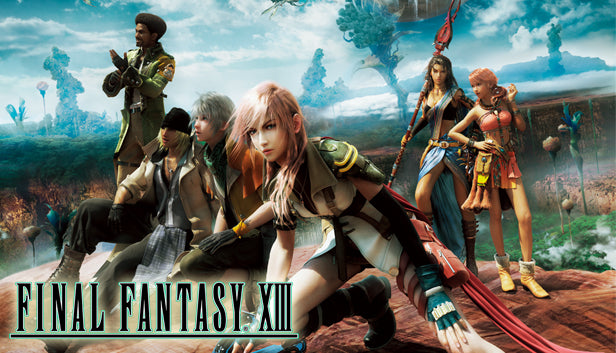 Official cover art for FINAL FANTASY XIII featuring the protagonist Lightning with a futuristic background.