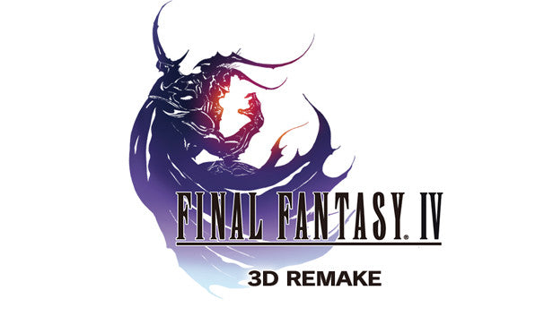 Cover art for Final Fantasy IV 3D Remake, featuring the classic stylized logo illustration of the dark knight Kain Highwind holding a glowing sphere against a white background.