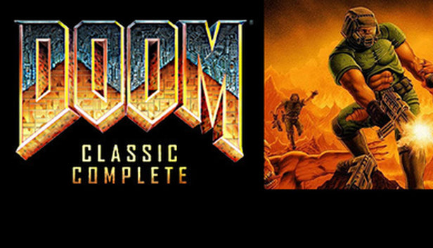 Official cover art for the first-person shooter bundle DOOM Classic Complete PC Steam Key featuring the franchise branding.