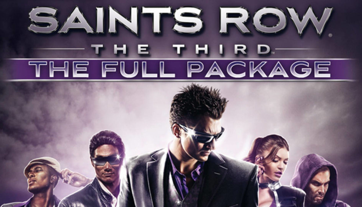 Official promotional art for Saints Row: The Third - The Full Package PC Steam game bundle, an action-adventure sandbox third-person shooter developed by Deep Silver Volition.