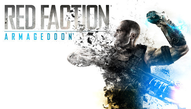 Official cover art for Red Faction: Armageddon, a sci-fi third-person shooter video game set on Mars, developed by Volition.