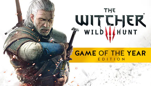Cover art for The Witcher 3: Wild Hunt - Complete Edition featuring Geralt of Rivia against a dark, fiery background.