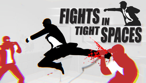 Cover art for Fights in Tight Spaces featuring stylized martial arts combat in a minimalist deckbuilding strategy game.