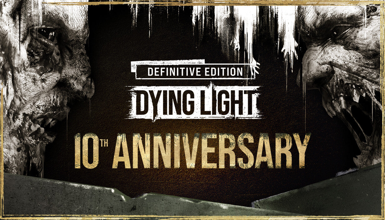 Official cover art for Dying Light: Definitive 10th Anniversary Edition featuring a survivor against a zombie backdrop.
