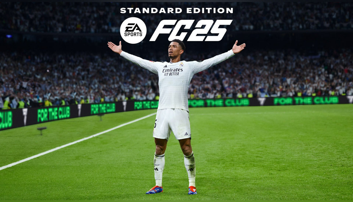 Official cover art for the sports game EA SPORTS FC 25 featuring the franchise logo and football-themed graphics.