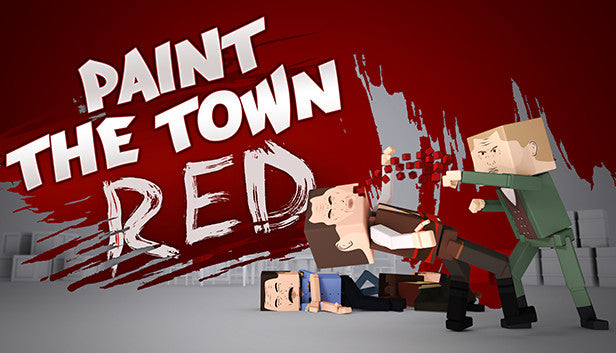 Action-packed voxel art featuring a character surrounded by blood and defeated enemies in Paint the Town Red.