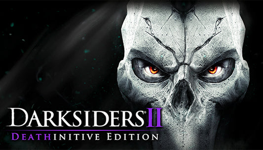 Official cover art for Darksiders II Deathinitive Edition featuring the protagonist Death on a pale horse.