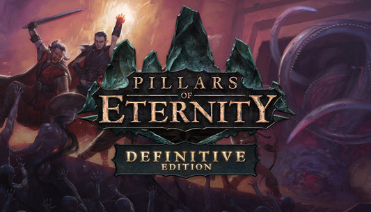 Official cover art for the RPG Pillars of Eternity - Definitive Edition featuring a group of adventurers.