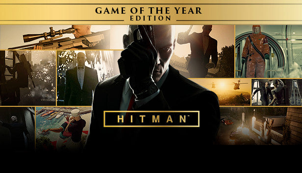 Official game cover art for HITMAN - Game of The Year Edition on PC Steam. Action, puzzle, and sandbox gameplay by IO Interactive.