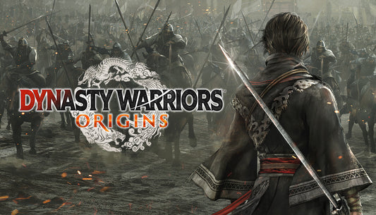 Official cover art for Dynasty Warriors: Origins showing a lone warrior facing a massive army on a battlefield.