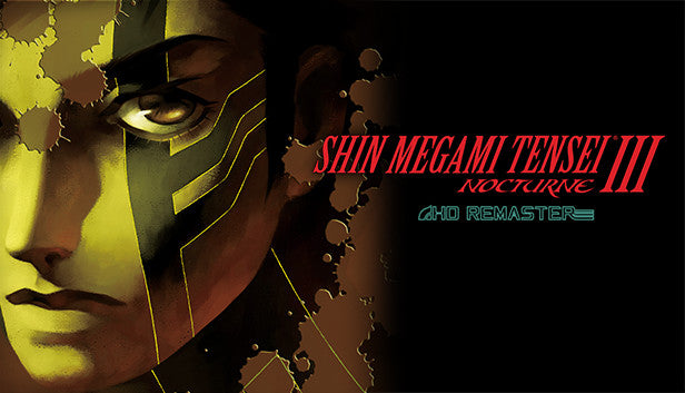 Official cover art for the JRPG Shin Megami Tensei III Nocturne HD Remaster featuring a demonic figure on a dark background.