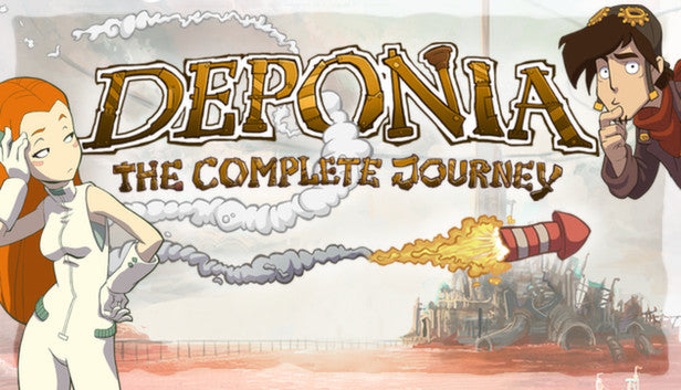 Cover art for Deponia: The Complete Journey featuring Rufus and Goal.