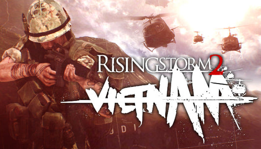 Official cover art for the tactical shooter Rising Storm 2: Vietnam featuring soldiers in a dense jungle environment.
