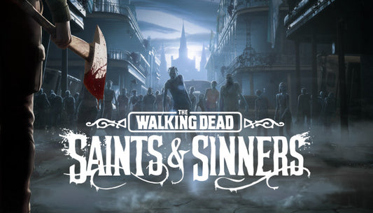 Official cover art for The Walking Dead: Saints & Sinners featuring a survivor in a flooded, post-apocalyptic city.