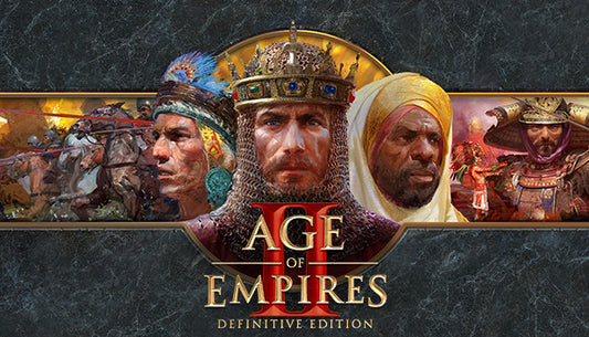 Official cover art for Age of Empires II: Definitive Edition featuring medieval soldiers and a king in a golden helmet.