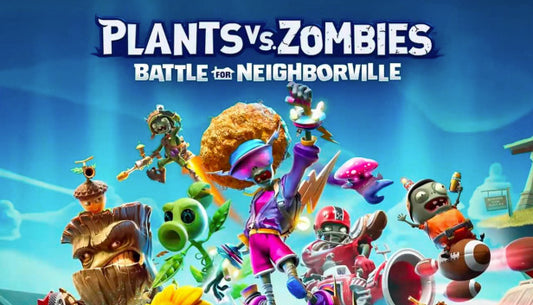 Official cover art for Plants vs. Zombies: Battle for Neighborville featuring colorful characters in a team-based battle.