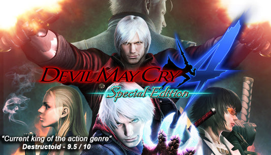 Official cover art for Devil May Cry 4 Special Edition featuring Nero and Dante in a stylized action pose.