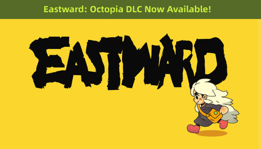 Official cover art for the adventure RPG Eastward featuring a colorful pixel art scene with characters Sam and John.