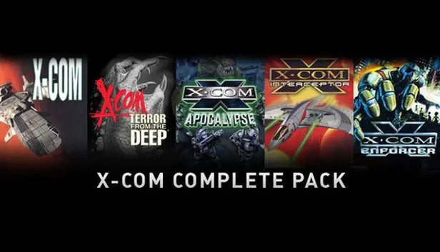 Official cover art for the strategy bundle X-COM: Complete Pack on PC Steam featuring retro sci-fi tactical gameplay.