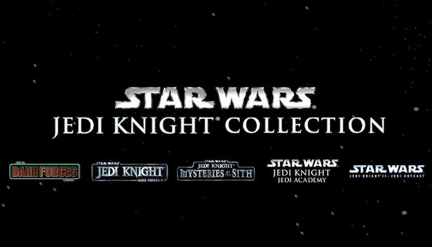 Official cover art for the STAR WARS Jedi Knight Collection featuring iconic characters and lightsabers from the series.