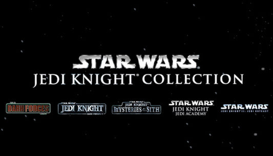 Official cover art for the STAR WARS Jedi Knight Collection featuring iconic characters and lightsabers from the series.