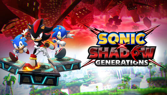 Official cover art for Sonic X Shadow Generations featuring Sonic and Shadow the Hedgehog in a fast-paced action pose.