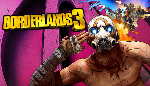 Official cover art for the looter shooter Borderlands 3 featuring a stylized character against a vibrant background.