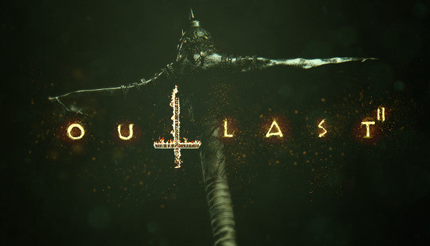 Official cover art for the psychological horror game Outlast 2 featuring a dark, atmospheric setting.