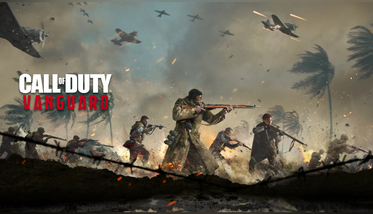 Official promotional key art for Call of Duty: Vanguard on PlayStation 4 featuring a group of Allied soldiers in World War II.