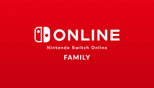 Official cover art featuring the white Nintendo Switch Online logo and Family text on a solid red background.