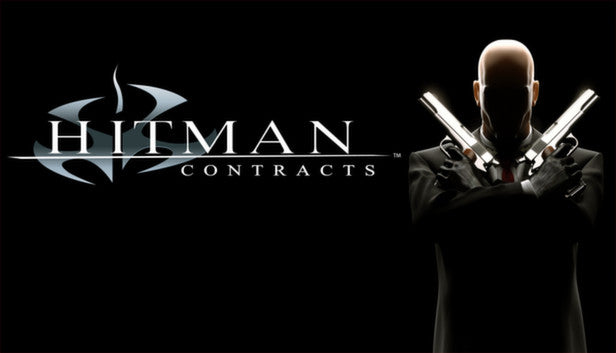 Official cover art for Hitman: Contracts featuring Agent 47 in a dark, atmospheric setting.