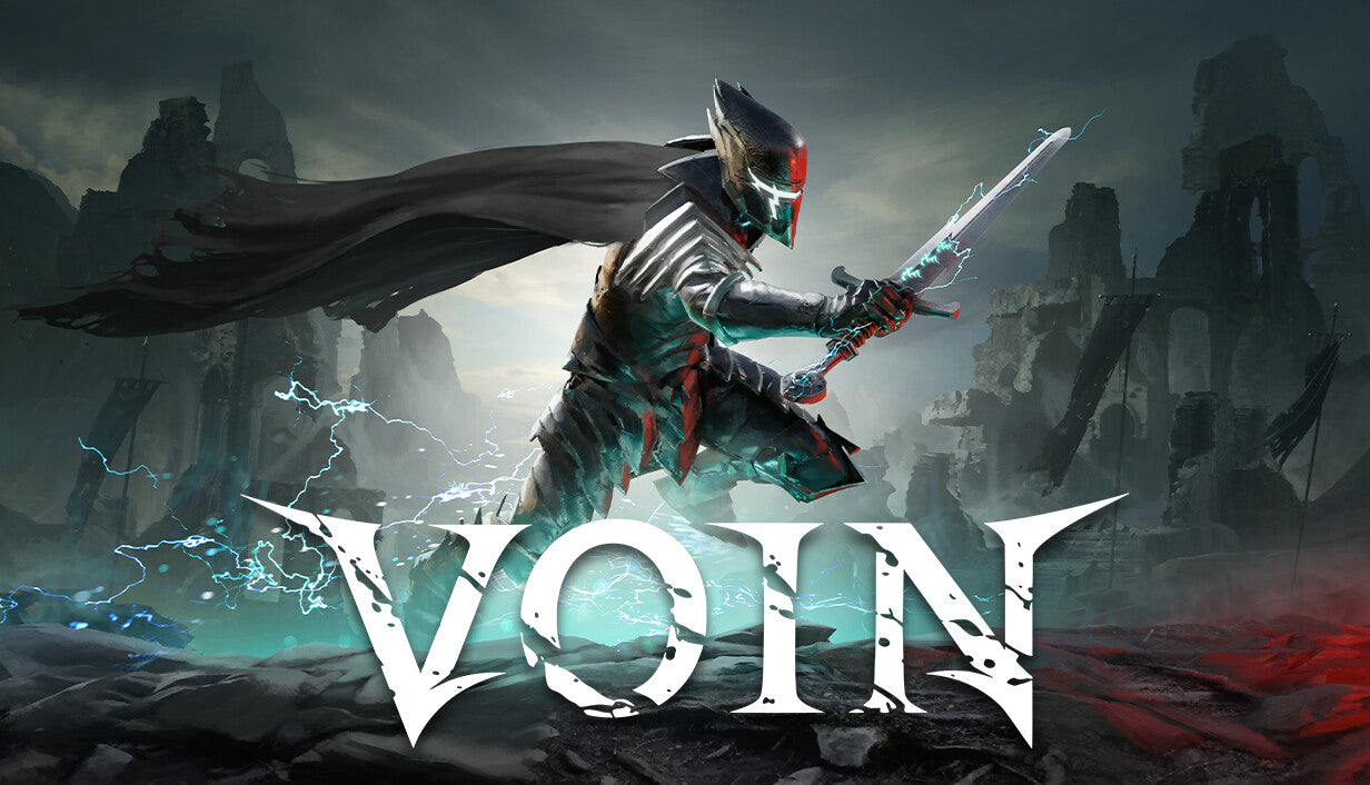 Official cover art for the action RPG VOIN featuring dark, stylized fantasy environments and fast-paced combat.