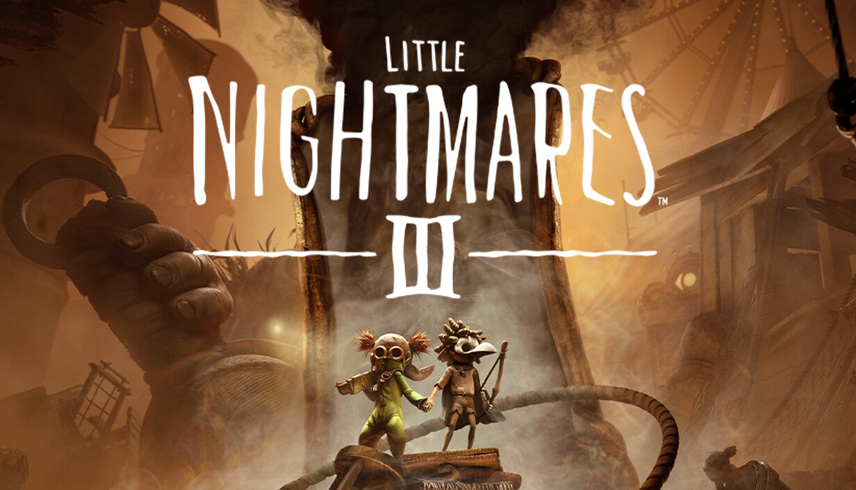Official cover art for the horror adventure game Little Nightmares III featuring the two main protagonists.