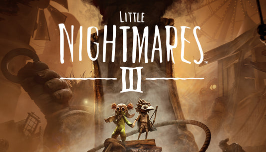 Official cover art for the horror adventure game Little Nightmares III featuring the two main protagonists.