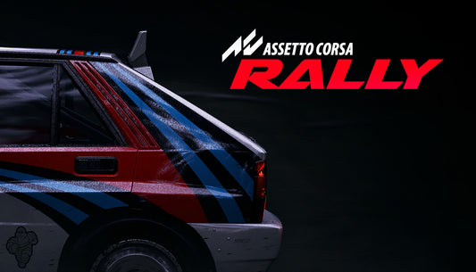 Official cover art for Assetto Corsa Rally featuring a red rally car drifting on a dirt track.