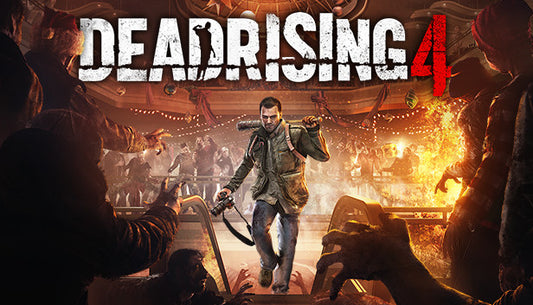Official cover art for Dead Rising 4 featuring Frank West holding a spiked bat against a backdrop of zombies.