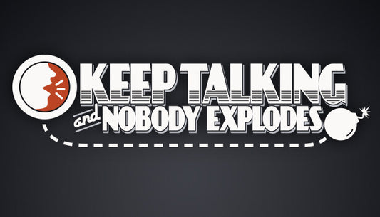 Official cover art for the cooperative puzzle game Keep Talking and Nobody Explodes featuring a countdown timer on a bomb.