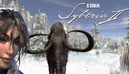 Official cover art for the point-and-click adventure game Syberia II featuring protagonist Kate Walker in a snowy landscape.