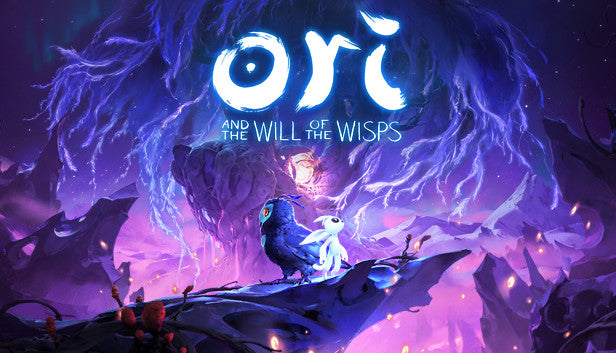 Official cover art for the platformer game Ori and the Will of the Wisps featuring Ori in a glowing, mystical forest.