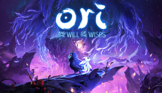 Official cover art for the platformer game Ori and the Will of the Wisps featuring Ori in a glowing, mystical forest.