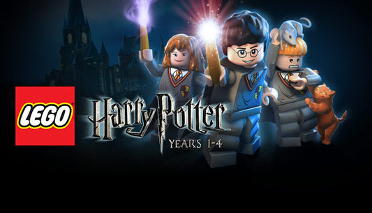 Official cover art for LEGO Harry Potter: Years 1-4 featuring Harry Potter and Ron Weasley in LEGO form.