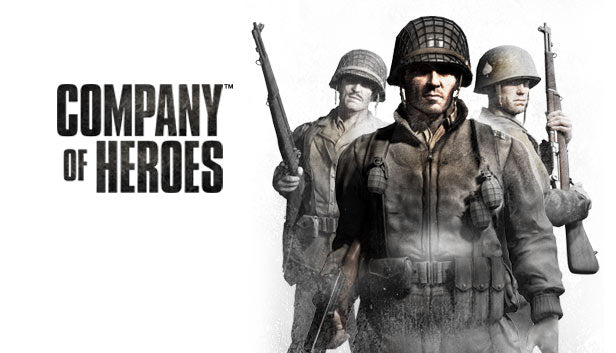 Official cover art for the World War II real-time strategy game Company of Heroes featuring soldiers in combat.