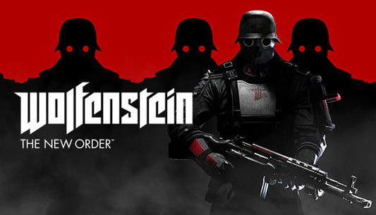 Official cover art for the action-adventure game Wolfenstein: The New Order featuring a cinematic soldier in tactical gear.