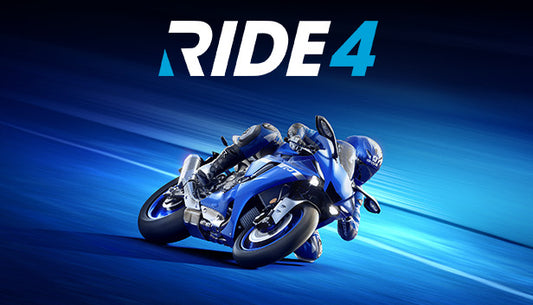 Official cover art for the motorcycle racing game RIDE 4 featuring a professional racer leaning into a sharp turn.